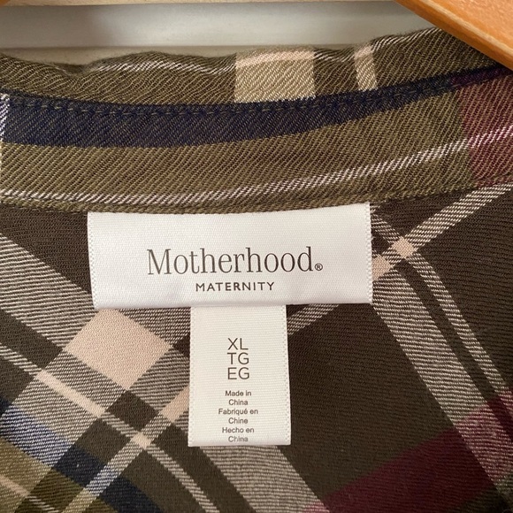 Motherhood Maternity Olive Plaid Button Shirt - Picture 3 of 3